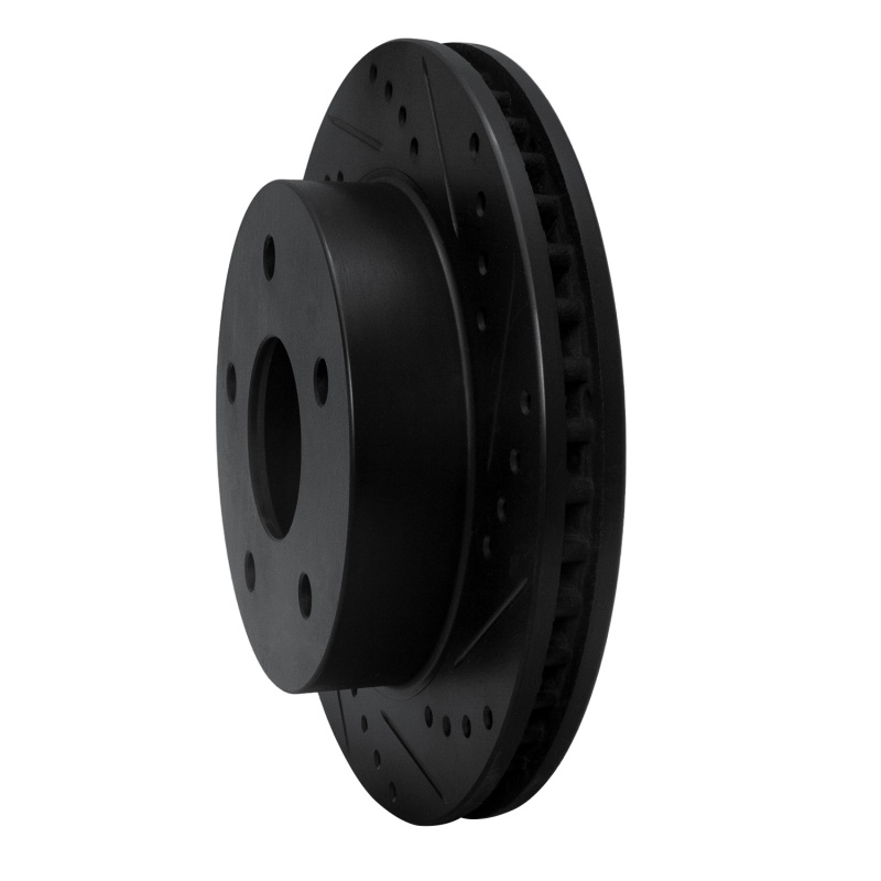 Dodge Ram 1500 Pickup Brake Rotor (1) - Front Right - R1 Concepts - Drilled & Slotted - Black - `00-`01